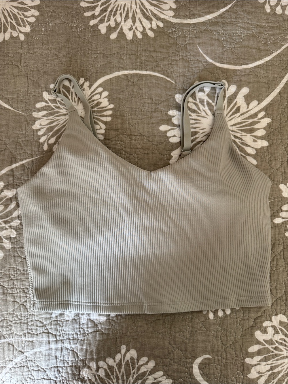 Athleta Ribbed V-Neck Cropped Cami in Light Gray